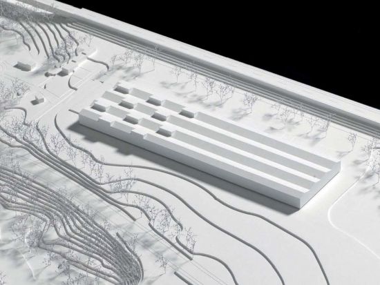 Karamuk Kuo, Zentrum für Augusta Raurica, Modellfoto. Die leichte Struktur soll verschiedenen Programmen Raum bieten.