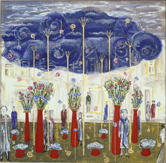 Lew Jewsowitsch und Mark Chaisman, Trolleybus-Haltestelle «Kropotkinskaja», 1984, Tempera auf Papier, 54,3 × 55,8 cm