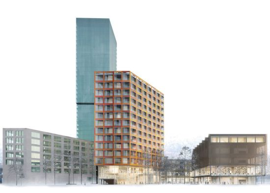 Der Wettbewerbsbeitrag von Sauerbruch Hutton integriert einen grünen Freiraum zwischen den zwei Neusetzungen (Bild: sauerbruchhutton.de)