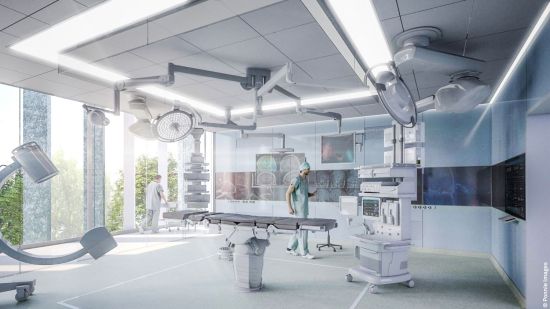 Christ & Gantenbein, Universitätsspital Zürich, Operationssaal, Visualisierung (© Ponnie Images)