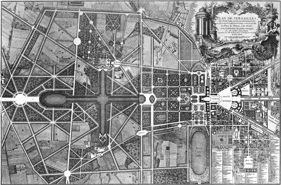 Delagrive, Gesamtplan von Versailles und anschliessendem Park, 1746