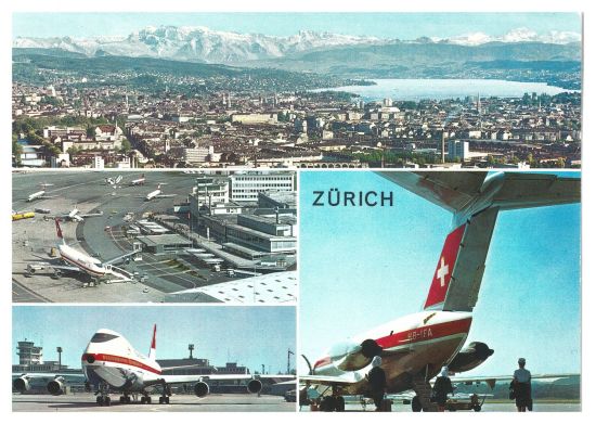 Postkarte des Flughafens Kloten aus den 1980er-Jahren (Foto © Verein Einfach Zürich)