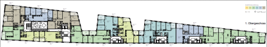EM2N Architekten, Wohngebäude Baufeld B3 Süd, Grundriss 1. Obergeschoss