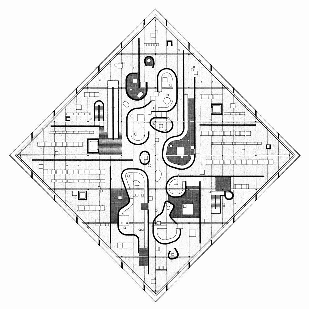 John Hejduk, Diamond Museum C, Grundriss, 1967