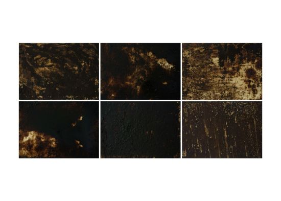 Oil Field Paintings, Rohöl auf Leinwand, je 85 x 120 cm, 2017